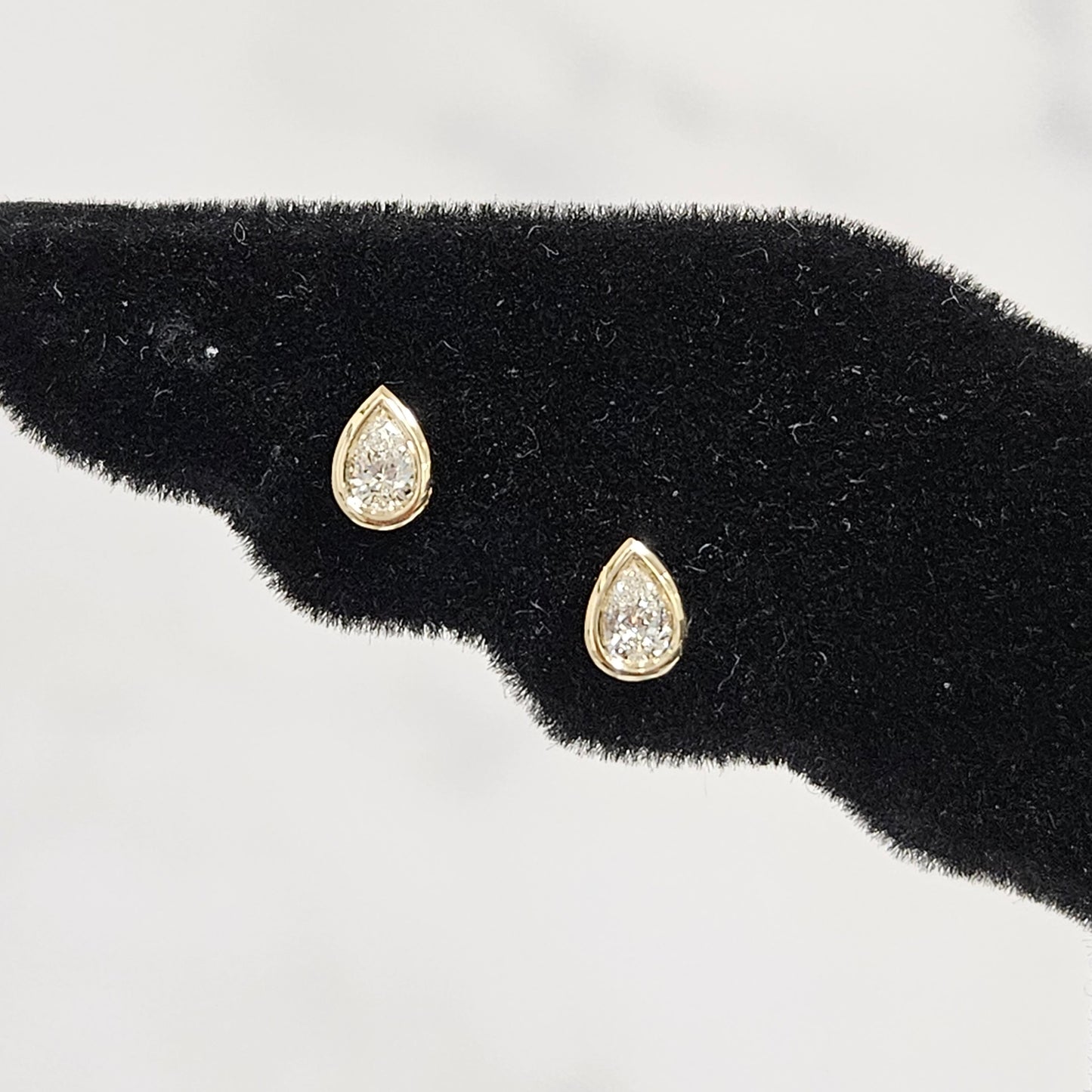 Handmade Pear Shape Diamond Solitaire Bezel Set Stud Earrings/Natural Pear Shape Diamond Stud Earrings/Pear Stud Earrings/Anniversary gift