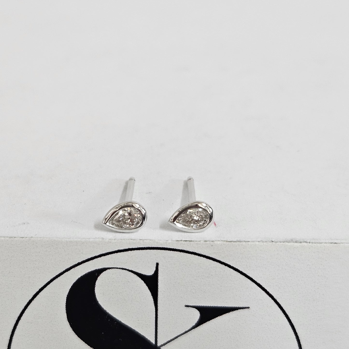 Handmade Pear Shape Diamond Solitaire Bezel Set Stud Earrings/Natural Pear Shape Diamond Stud Earrings/Pear Stud Earrings/Anniversary gift