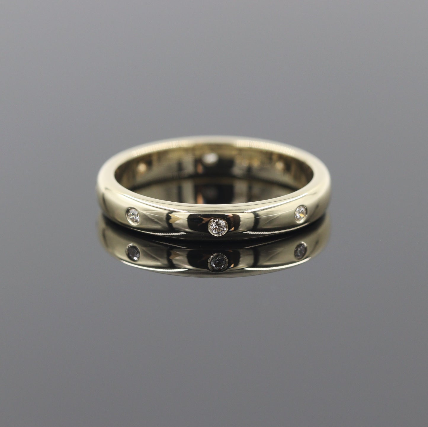 Handmade 14K Gold  Natural Diamond Wedding Band: Comfort Fit Eternity 3mm Ring- Anniversary gift