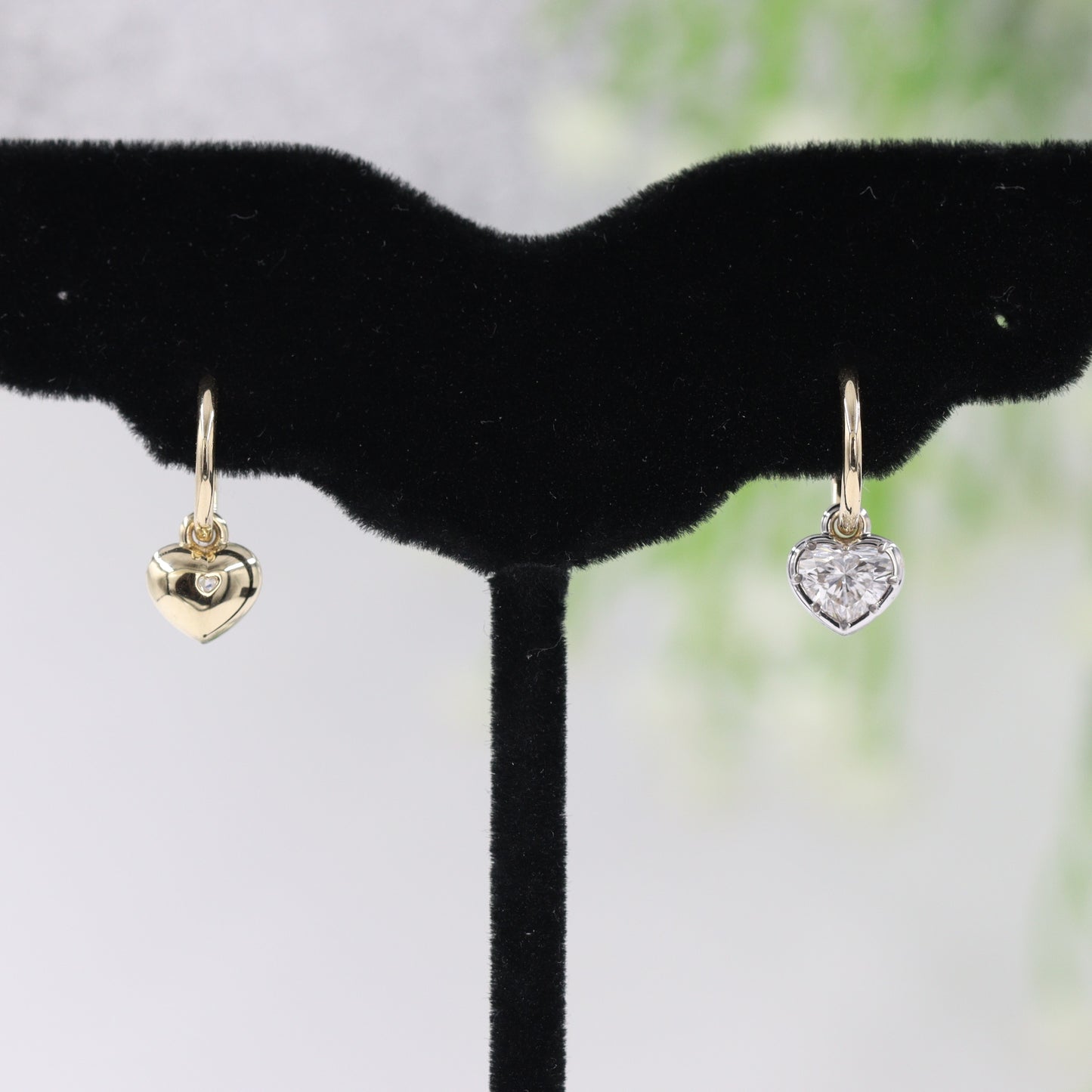 Heart Shape Diamond Hoop Earrings with Dangle Charm/Chunky 1ct Diamond Hoop Earrings/Lab Grown Diamond Hoop Earrings /Anniversary gift