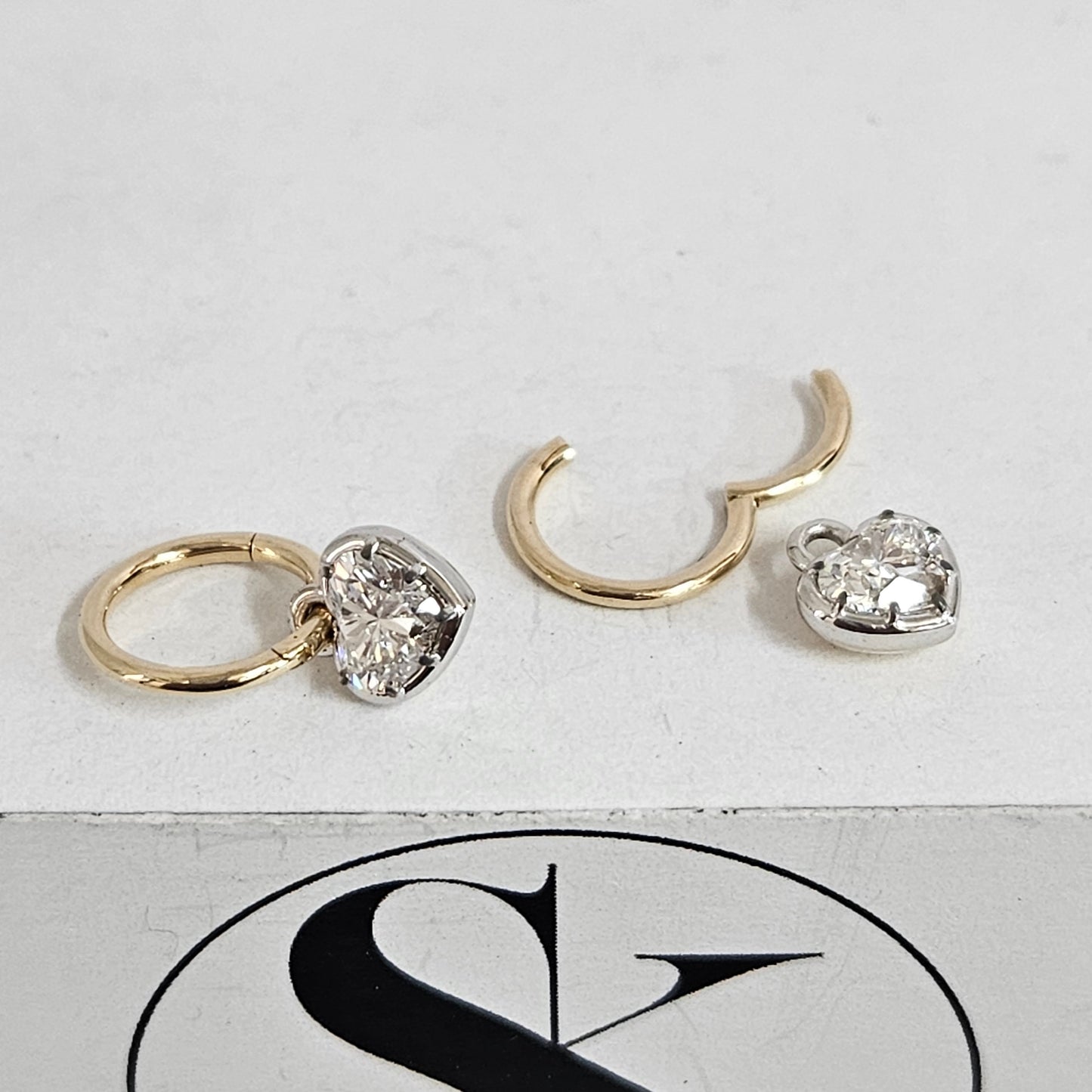 Heart Shape Diamond Hoop Earrings with Dangle Charm/Chunky 1ct Diamond Hoop Earrings/Lab Grown Diamond Hoop Earrings /Anniversary gift