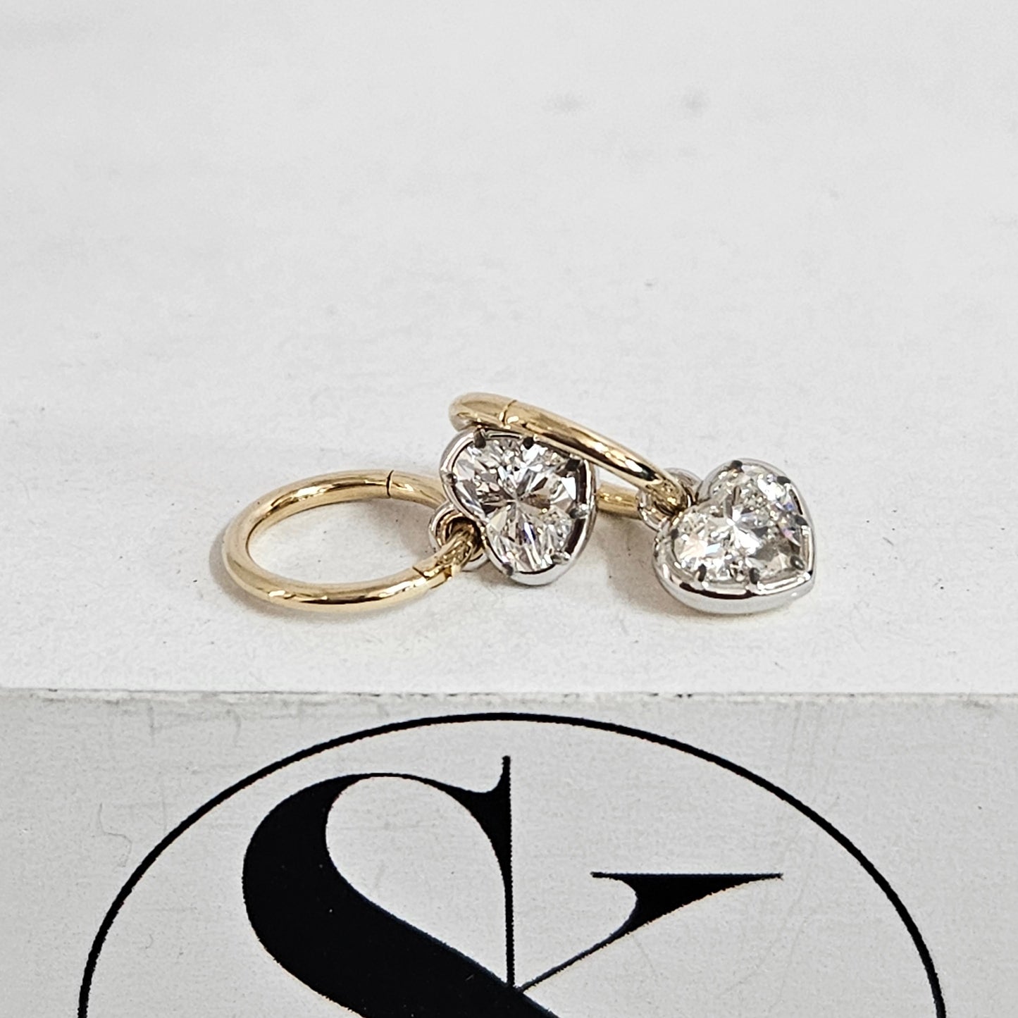 Heart Shape Diamond Hoop Earrings with Dangle Charm/Chunky 1ct Diamond Hoop Earrings/Lab Grown Diamond Hoop Earrings /Anniversary gift