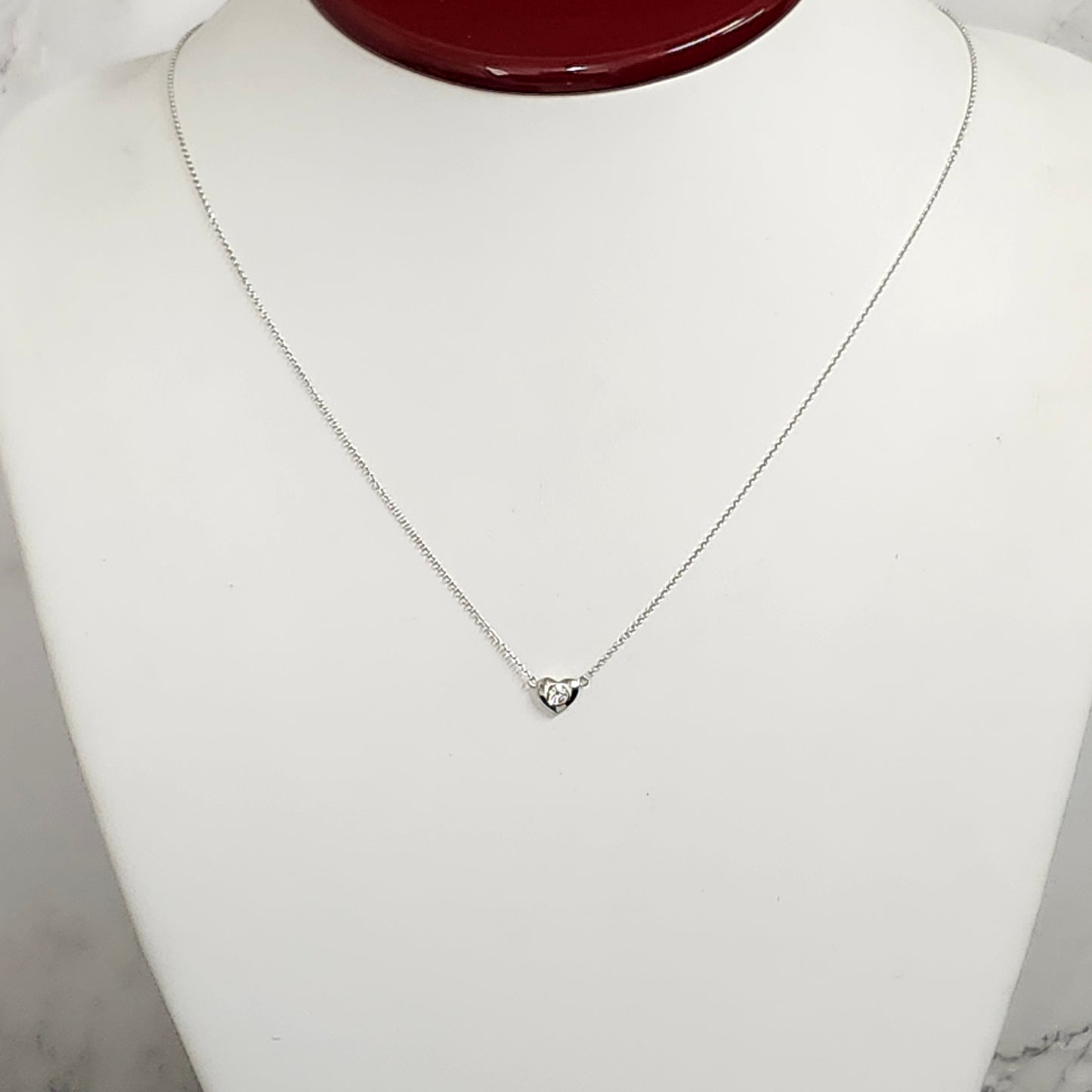 Solid Heart Pendant/14K Solid Gold Natural Diamond Bezel Necklace/ Unique Simple Necklace/Diamond Necklace/Anniversary Gift/Gift for Her