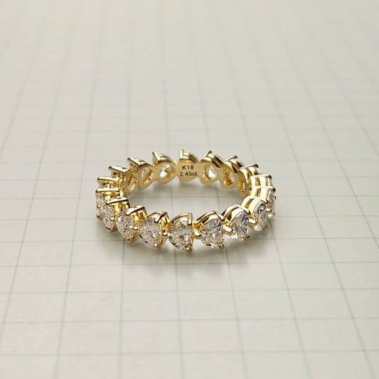 Heart Cut Full Diamond Band/Full Eternity Natural Diamond Wedding Ring/14K, 18K gold  Stackable  Heart Cut Diamond Band/Anniversary gift