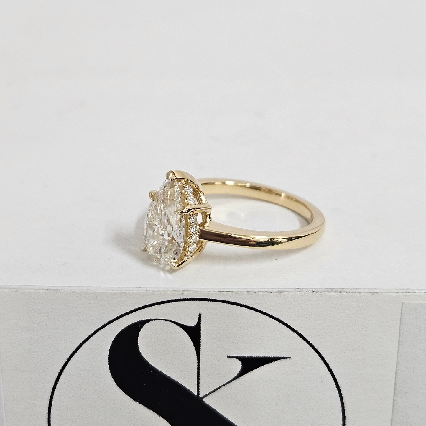 Hidden Halo Band lGl Certified Lab Grown Diamond Amazing Brilliant Solitaire Ring / 14K,18K Pear Diamond Engagement Ring / Anniversary gift