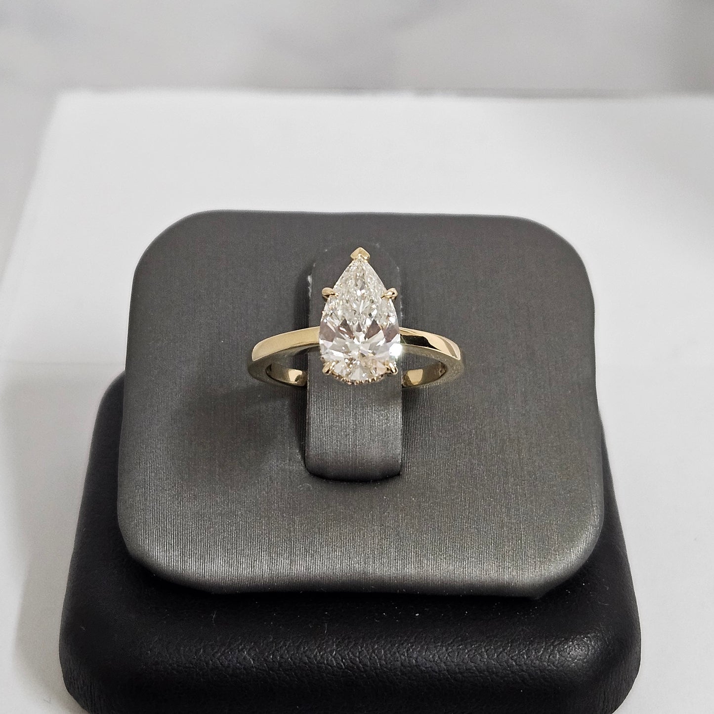 Hidden Halo Band lGl Certified Lab Grown Diamond Amazing Brilliant Solitaire Ring / 14K,18K Pear Diamond Engagement Ring / Anniversary gift