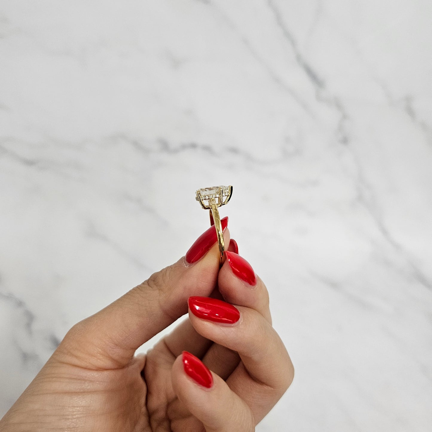 Hidden Halo Band lGl Certified Lab Grown Diamond Amazing Brilliant Solitaire Ring / 14K,18K Pear Diamond Engagement Ring / Anniversary gift