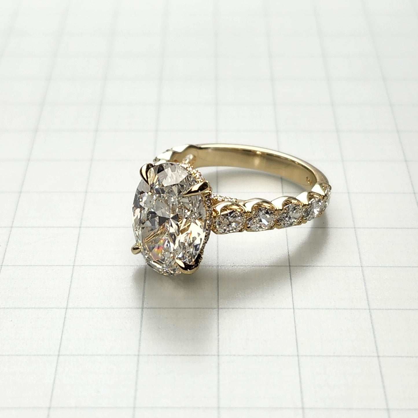 IGI Certified Lab Grown Diamond Engagement Ring: 14K Gold Oval Halo Band - Anniversary gift