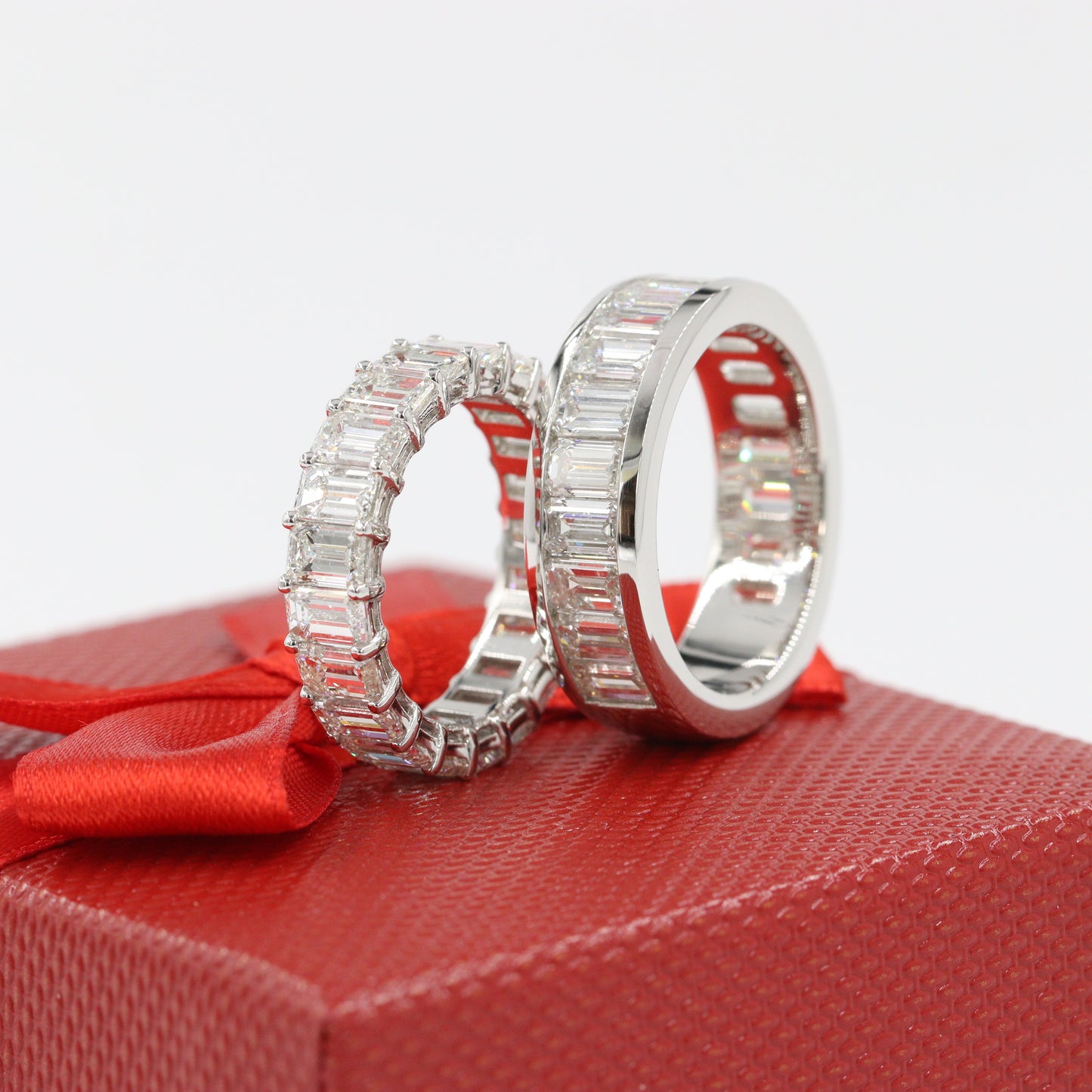 7ct Emerald Cut Diamond Wedding Band/ Channel Set Emerald Cut Diamond Eternity Wedding Ring/ Men and Women's Wedding Ring/ Anniversary gift