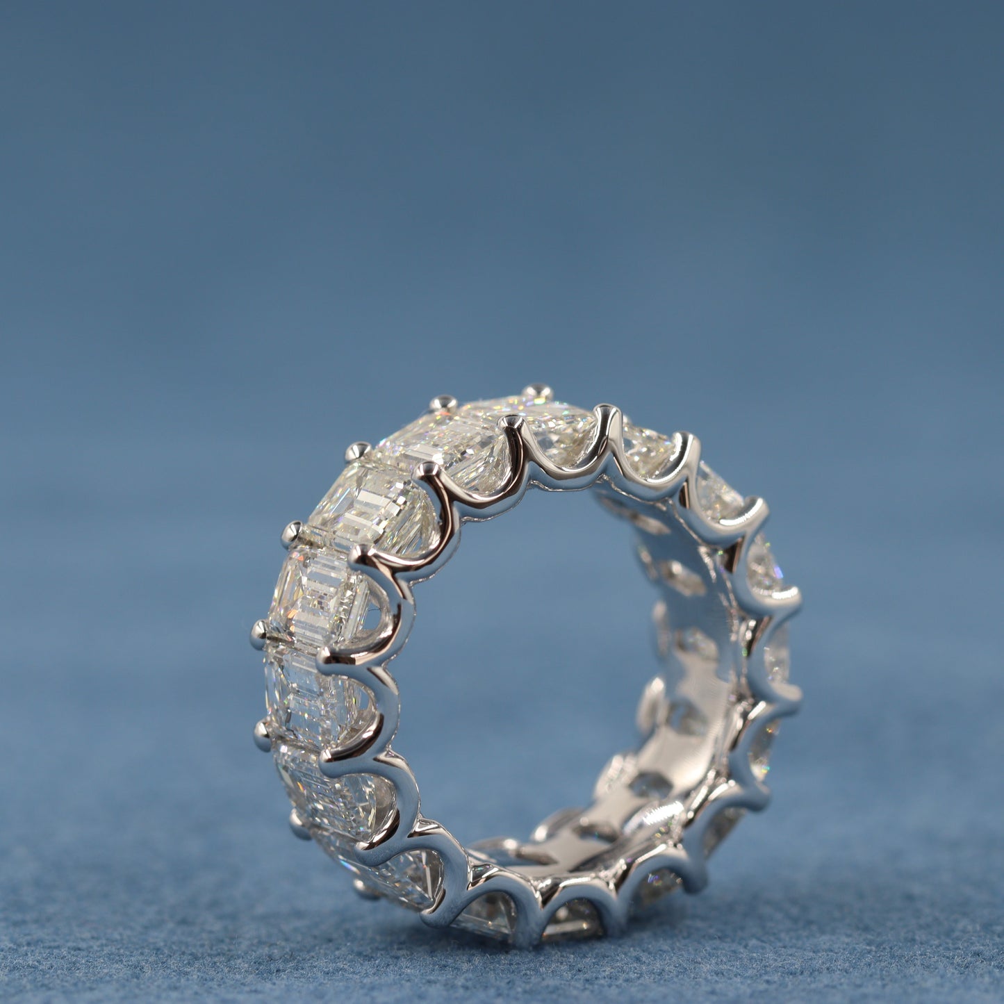 12ct Full Eternity luxury Emerald Cut Diamond Width 9mm Ring / Lab Grown Emerald Cut Diamond Wedding Ring / Anniversary gift