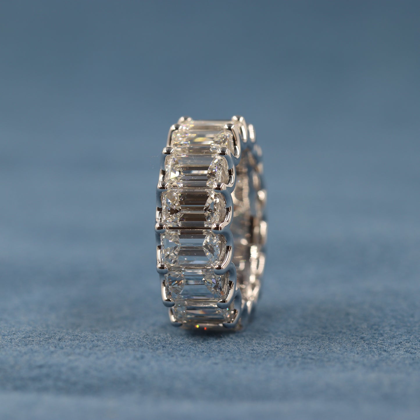 12ct Full Eternity luxury Emerald Cut Diamond Width 9mm Ring / Lab Grown Emerald Cut Diamond Wedding Ring / Anniversary gift