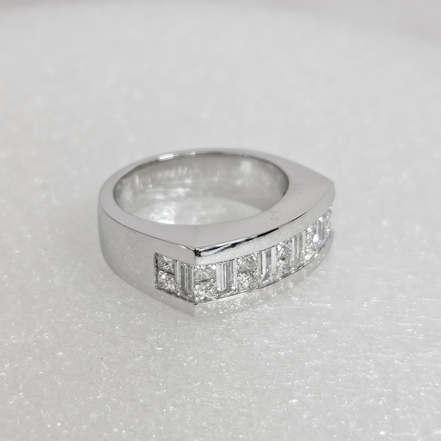 Invisible Set Natural Diamond Men's Ring /2ct Natural Diamond Wedding Band / Brilliant & Princess Cut Diamond Ring / Anniversary Ring