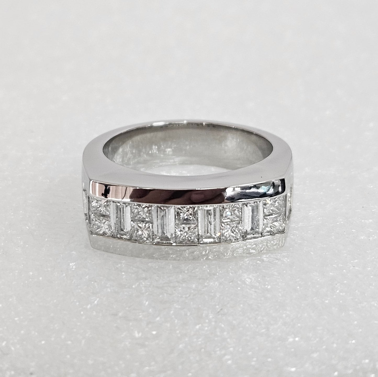 Invisible Set Natural Diamond Men's Ring /2ct Natural Diamond Wedding Band / Brilliant & Princess Cut Diamond Ring / Anniversary Ring