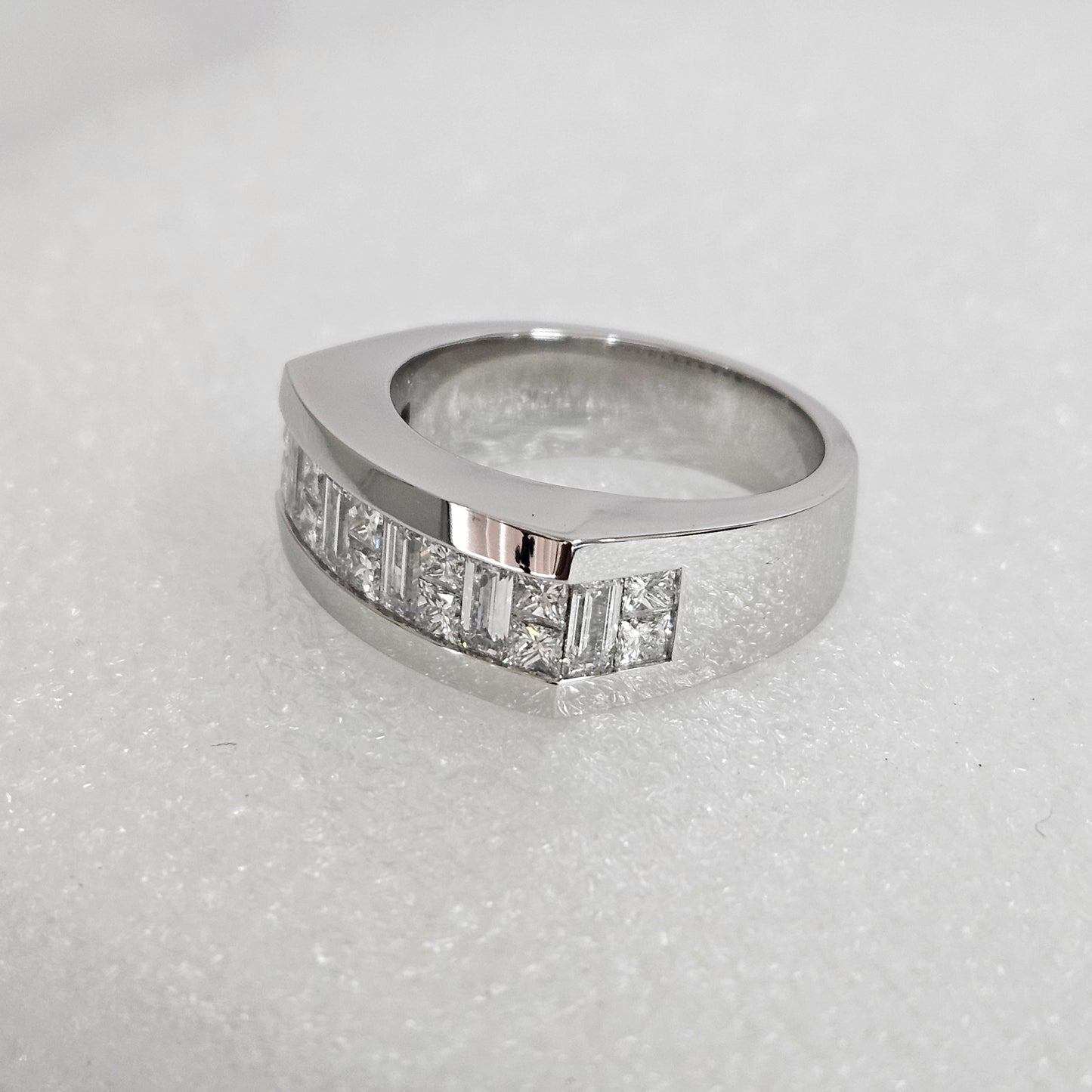 Invisible Set Natural Diamond Men's Ring /2ct Natural Diamond Wedding Band / Brilliant & Princess Cut Diamond Ring / Anniversary Ring