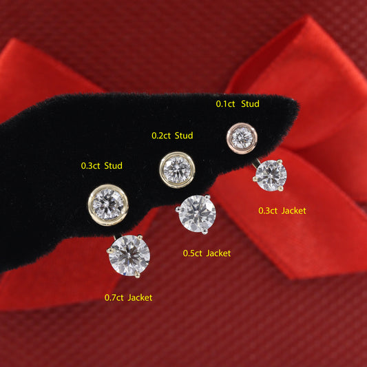 Lab Diamond Jacket Earrings/Three Prong Set Diamond Earrings/Jacket earring only/Diamond Single or Pair Jacket Earrings/Anniversary gift