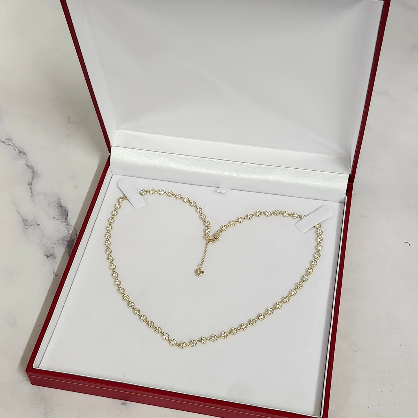 Full Round Natural Diamond Bezel Tennis Necklace / Diamond 4.1mm Bezel setting Tennis Necklace / Diamond Tennis Necklace / Anniversary gift