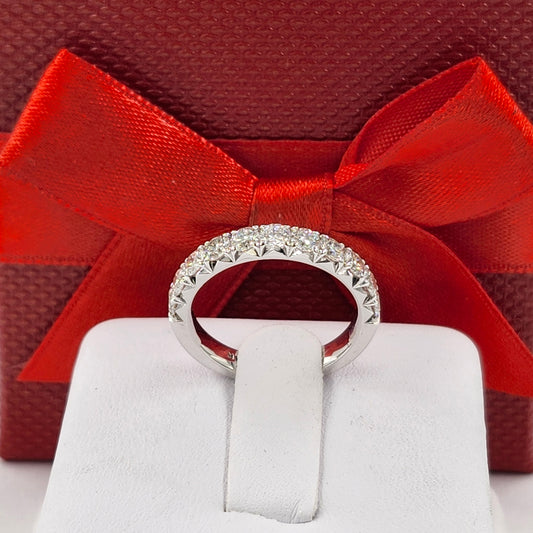 Lab Diamond French Pave 1.1ct Diamond Wedding Band/Width 3.2mm Diamond Band/ Stackable Half Eternity Diamond Ring/Anniversary Gift