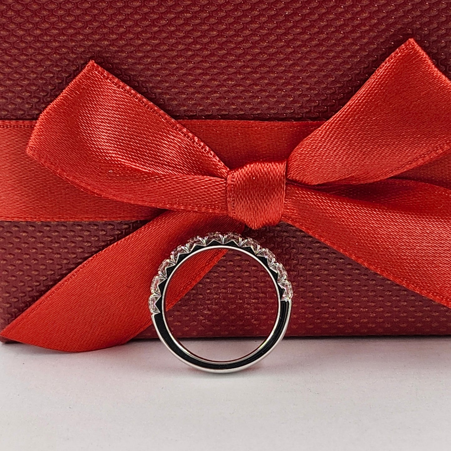 Lab Diamond French Pave 1.1ct Diamond Wedding Band/Width 3.2mm Diamond Band/ Stackable Half Eternity Diamond Ring/Anniversary Gift