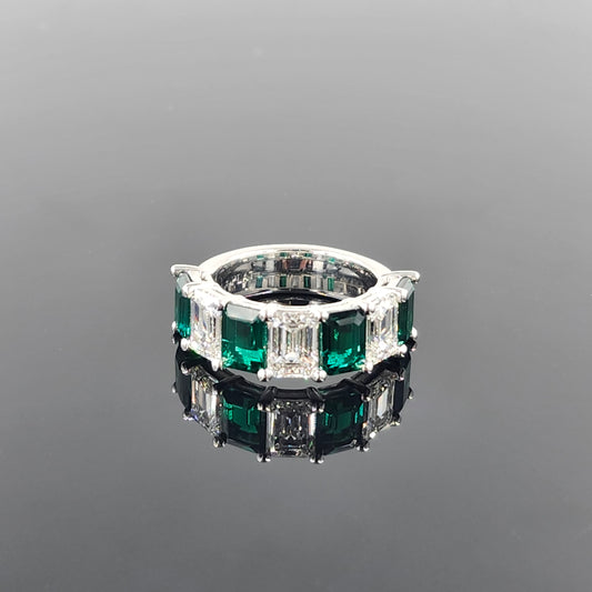 Emerald Cut Diamond  Band /Lab Grown Emerald , Lab Grown Diamond 7ctw Ring/ Platinum,14K,18K gold Diamond Ring / Anniversary gift Ring