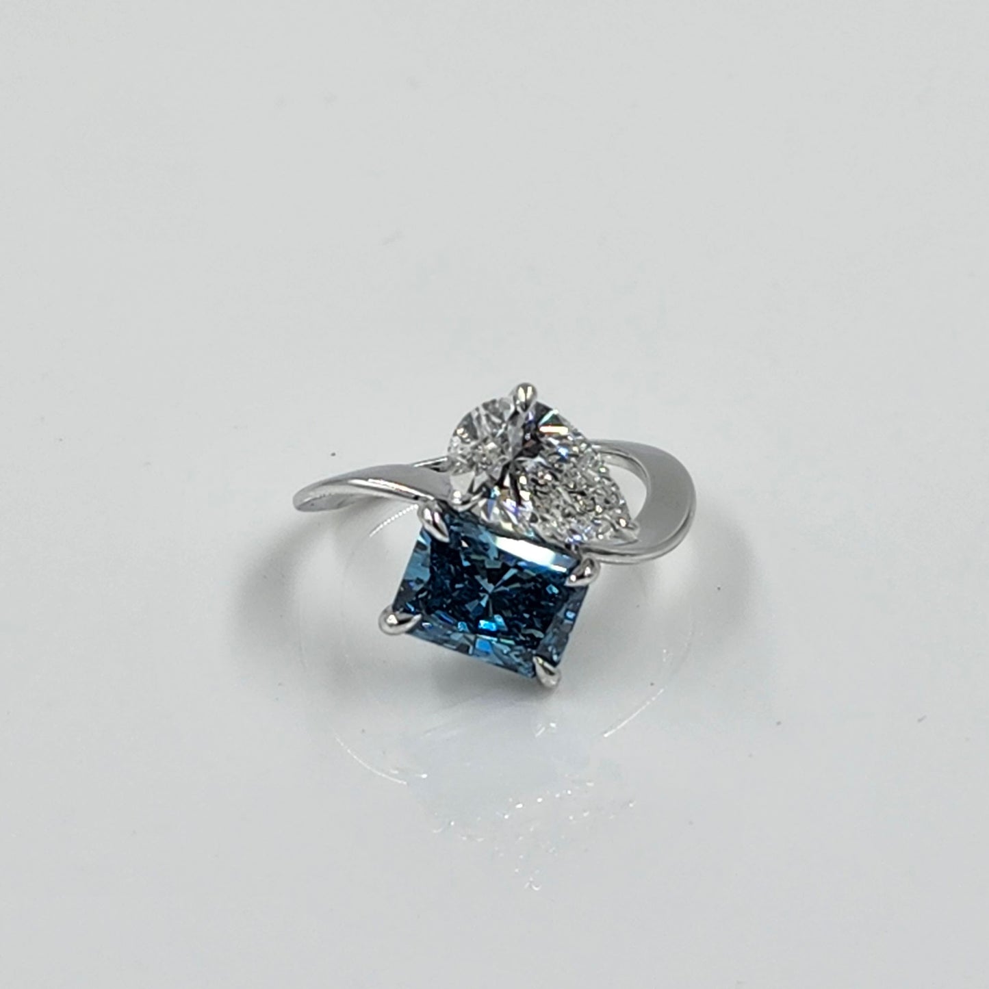 Lab Grown Pear, Radiant Cut Diamond Ring/Two Stones Diamond Ring/Certified Diamond Ring/Unique Anniversary Ring/Anniversary gift