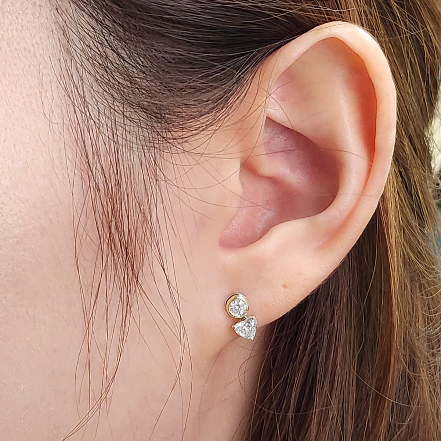 Heart Lab Diamond 0.25ct Jacket Earring /14K gold Heart  Diamond Jacket Earring /Jacket earring / Diamond Single or Pair Jacket Earring