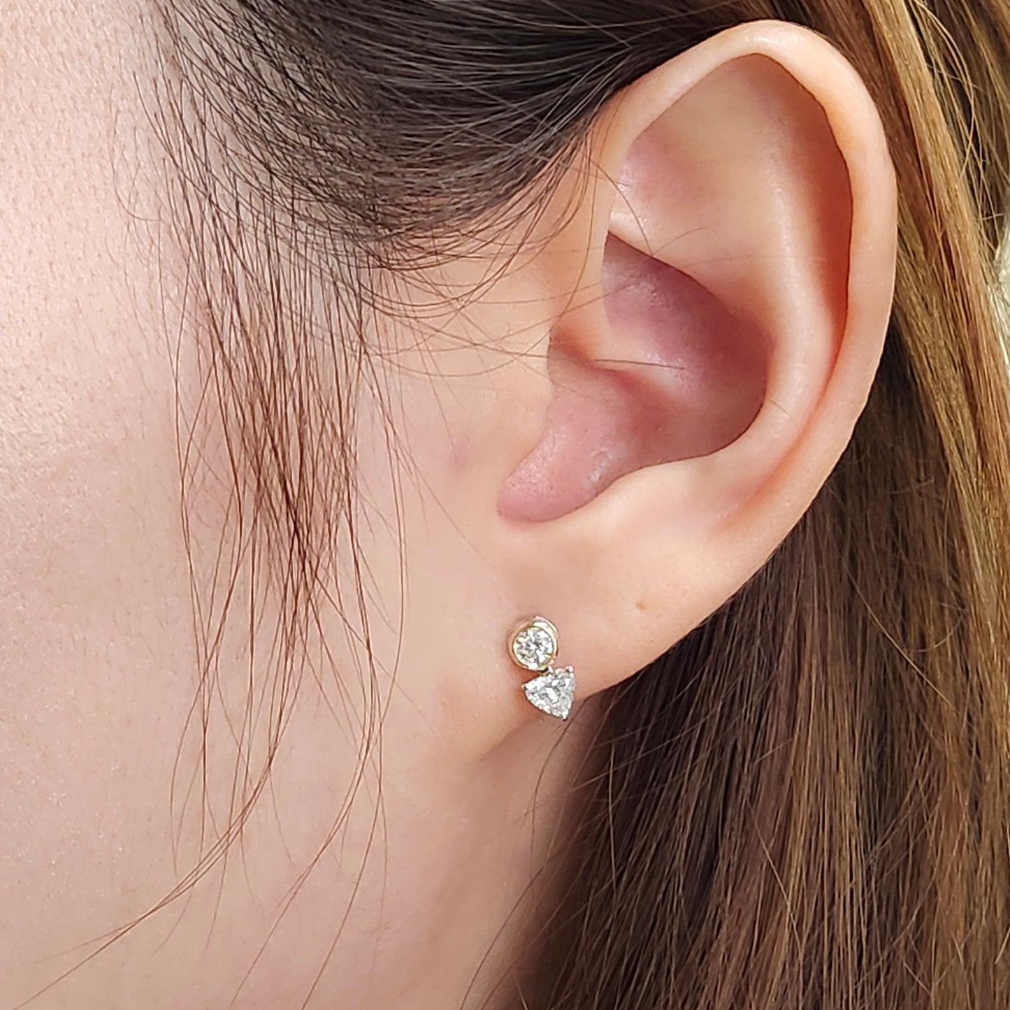 Heart Lab Diamond 0.25ct Jacket Earring /14K gold Heart  Diamond Jacket Earring /Jacket earring / Diamond Single or Pair Jacket Earring