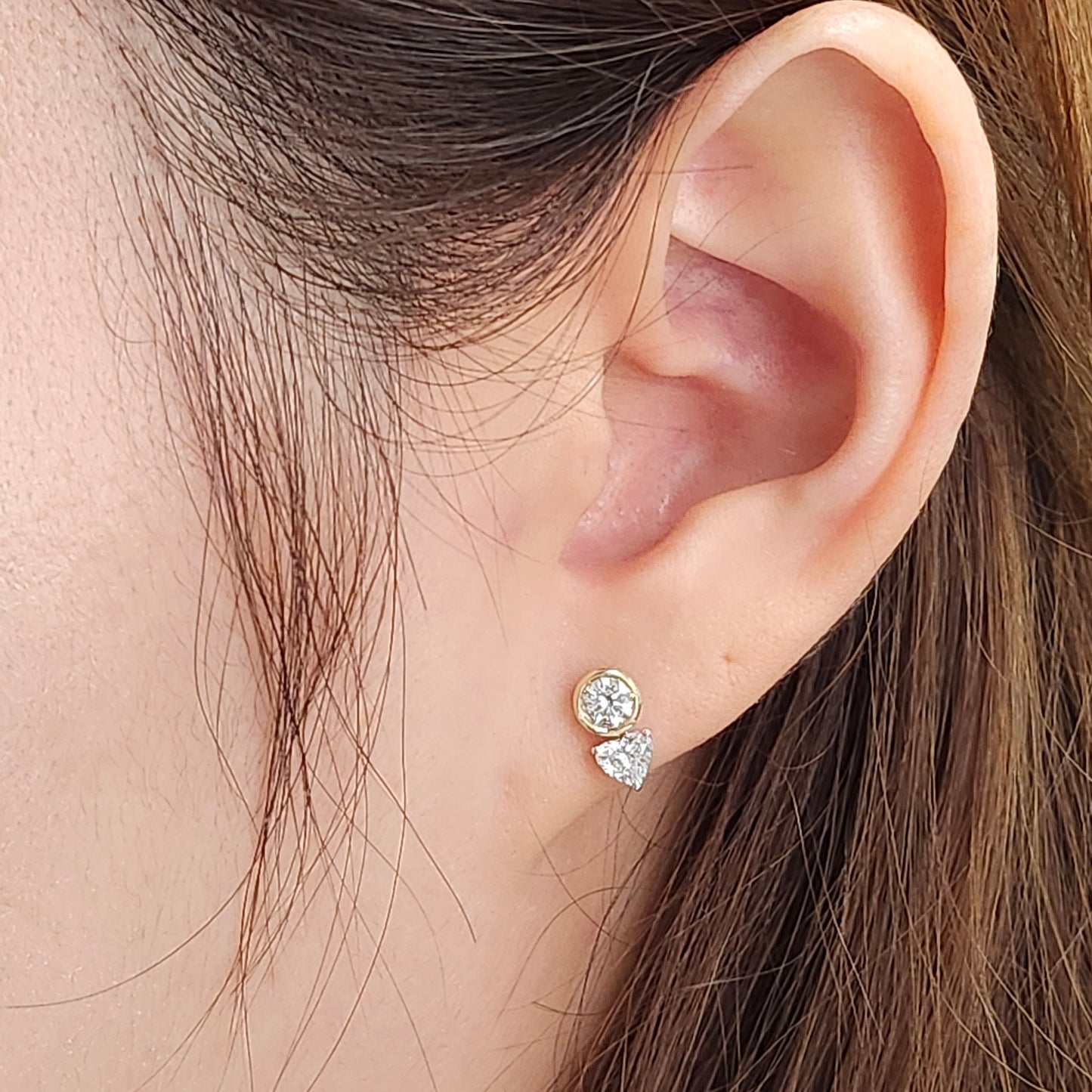 Heart Lab Diamond 0.25ct Jacket Earring /14K gold Heart  Diamond Jacket Earring /Jacket earring / Diamond Single or Pair Jacket Earring