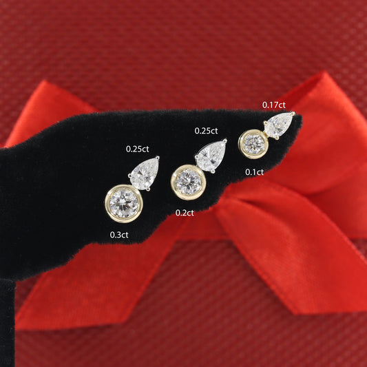 Pear Lab Diamond 0.17ct, 0.25ct Jacket Earring /14K gold Pear Diamond Jacket Earring /Jacket earrings/ Diamond Single or Pair Jacket Earring