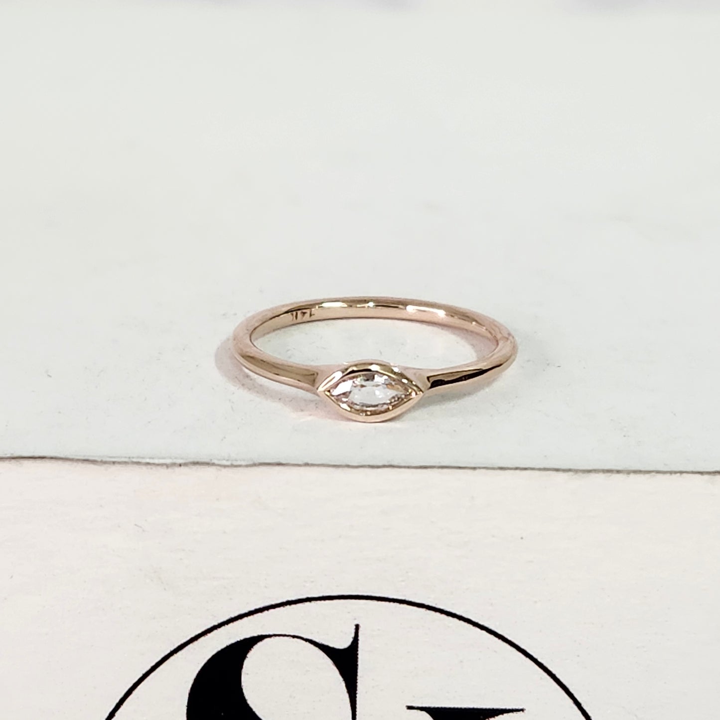 Lab Diamond Solitaire marquise Band/marquise Lab Diamond Bezel Ring /marquise Diamond Ring/Stackable Ring/Gift for her