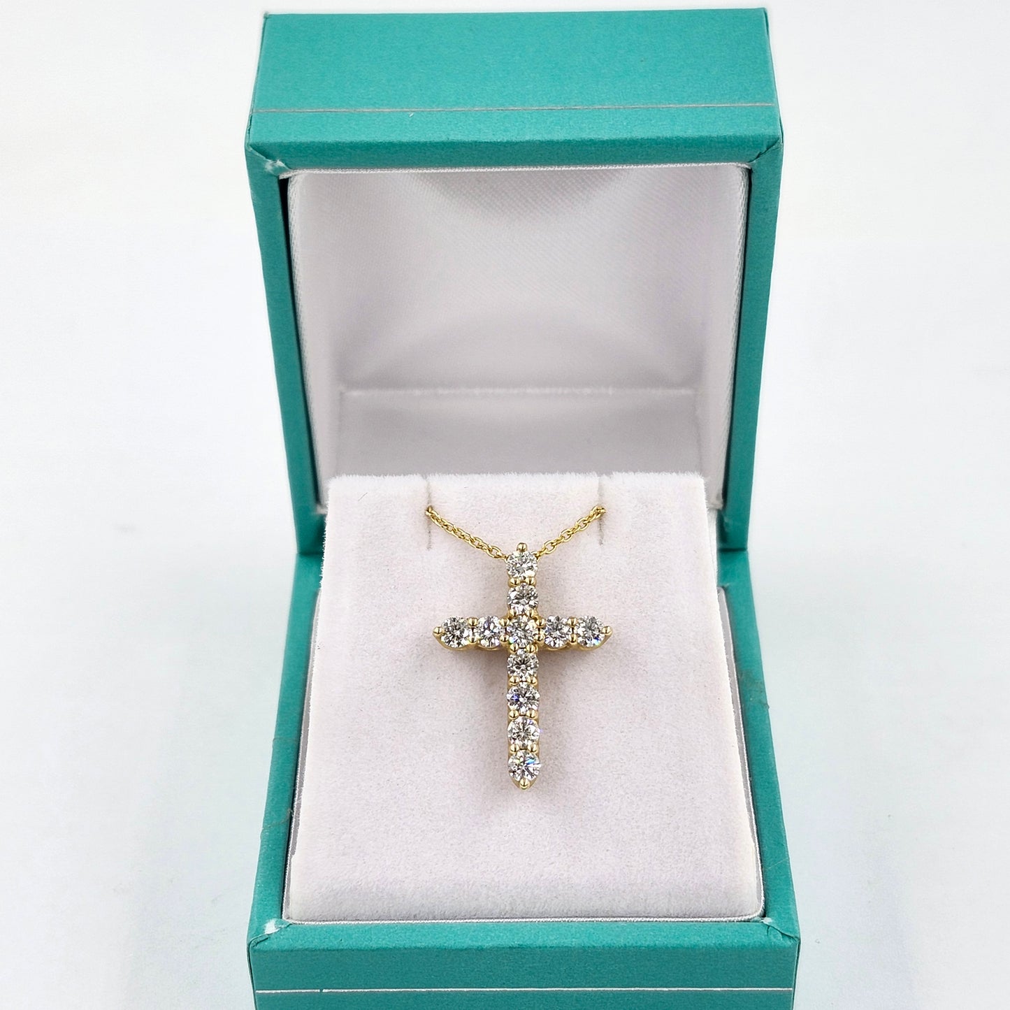 Lab Grown Diamond Cross Pendant: 14K Gold Religious Necklace- Anniversary Gift
