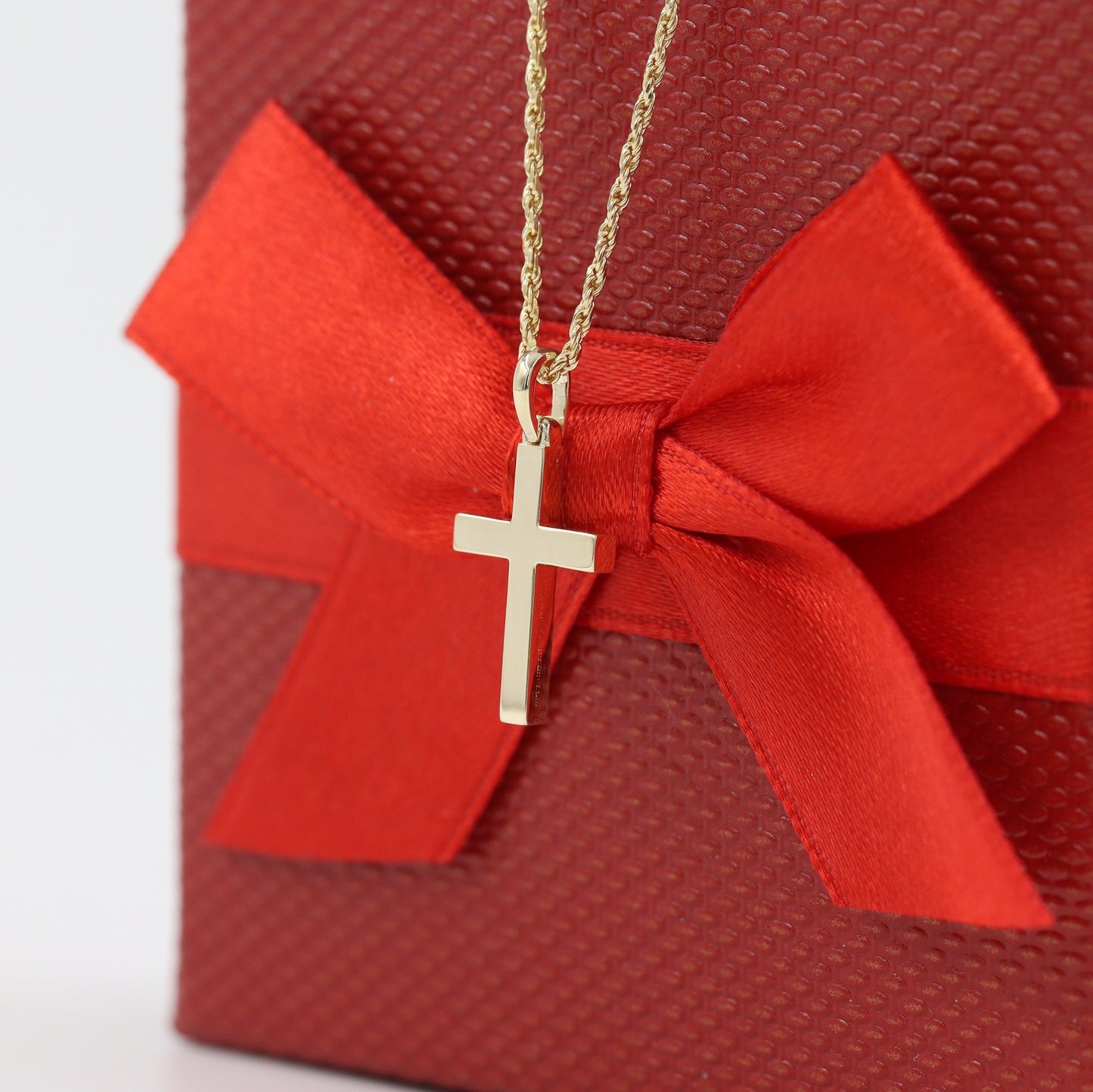 Men's Gold Cross Necklace/14k Gold Filled rope Chain/Gifts for Men/Engagement/confirmation/Men's small Gold Cross Pendant