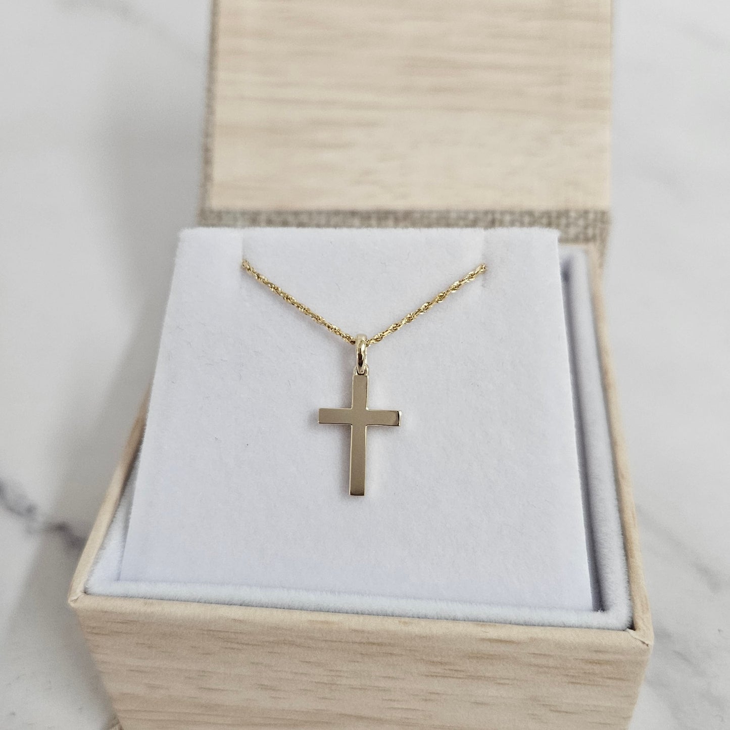 Men's Gold Cross Necklace/14k Gold Filled rope Chain/Gifts for Men/Engagement/confirmation/Men's small Gold Cross Pendant
