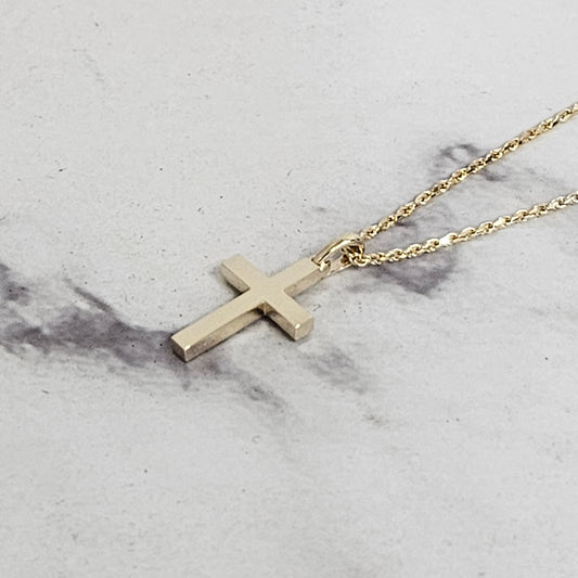 Men's Gold Cross Necklace/14k Gold Filled rope Chain/Gifts for Men/Engagement/confirmation/Men's small Gold Cross Pendant
