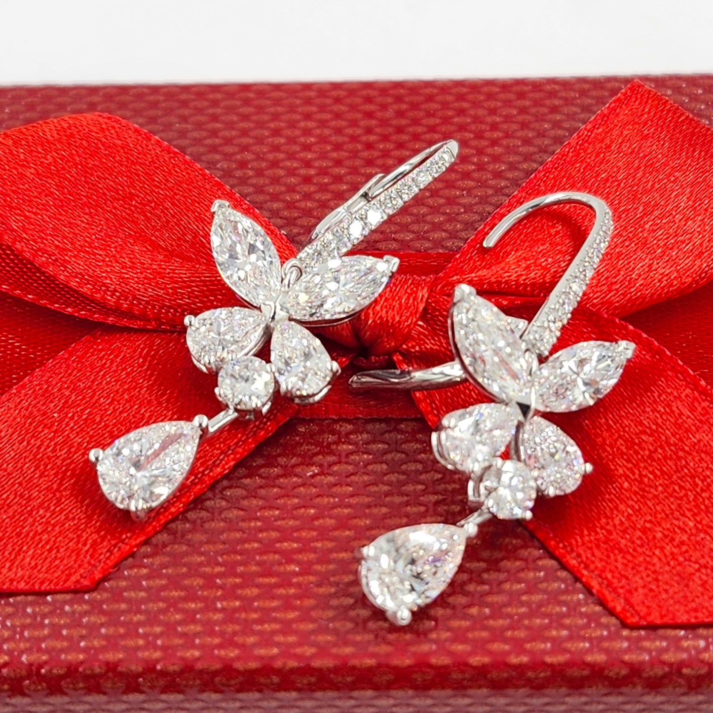 Multi Lab Diamonds Drop earrings (Pair) - 14K gold Lab-Diamonds Luxury Earrings / Anniversary Gift