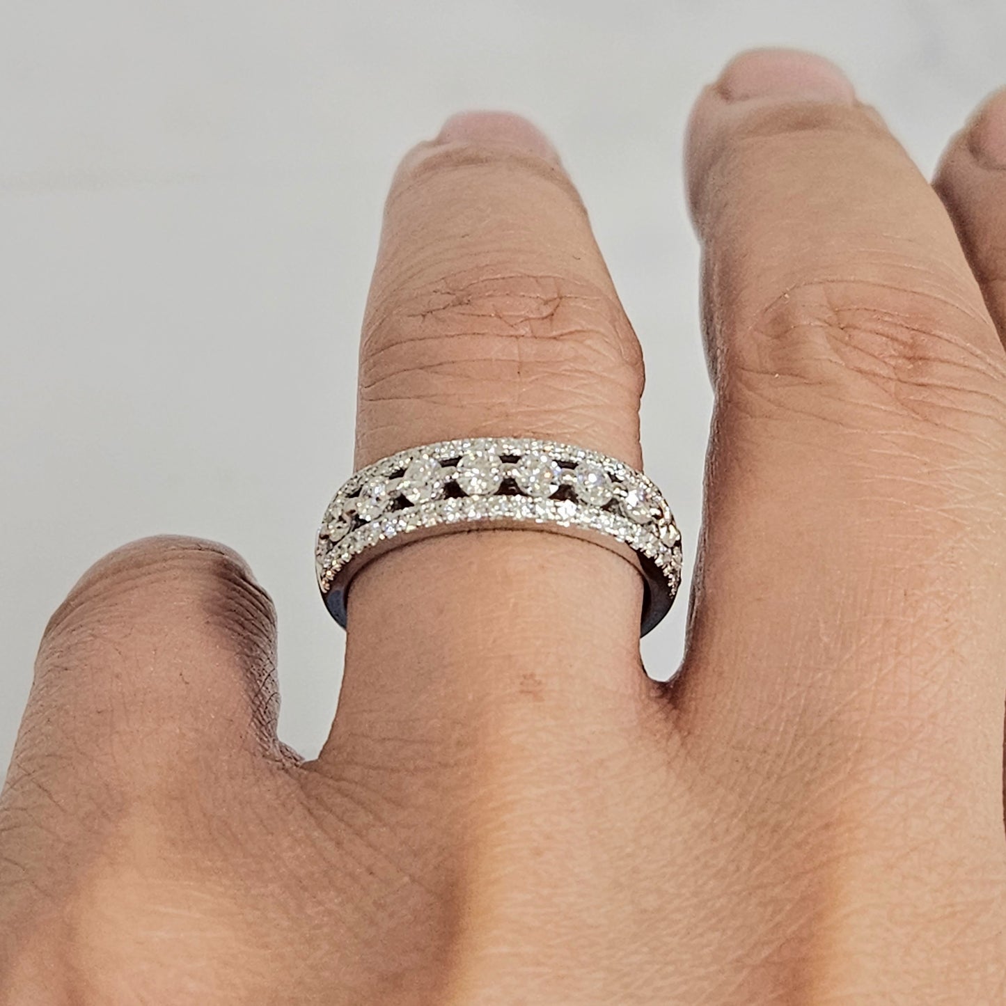Stackable Natural Diamond Half Eternity Band/14K,18K gold, Platinum Wedding Band/Unique Ring/Anniversary Gift/Gift for her