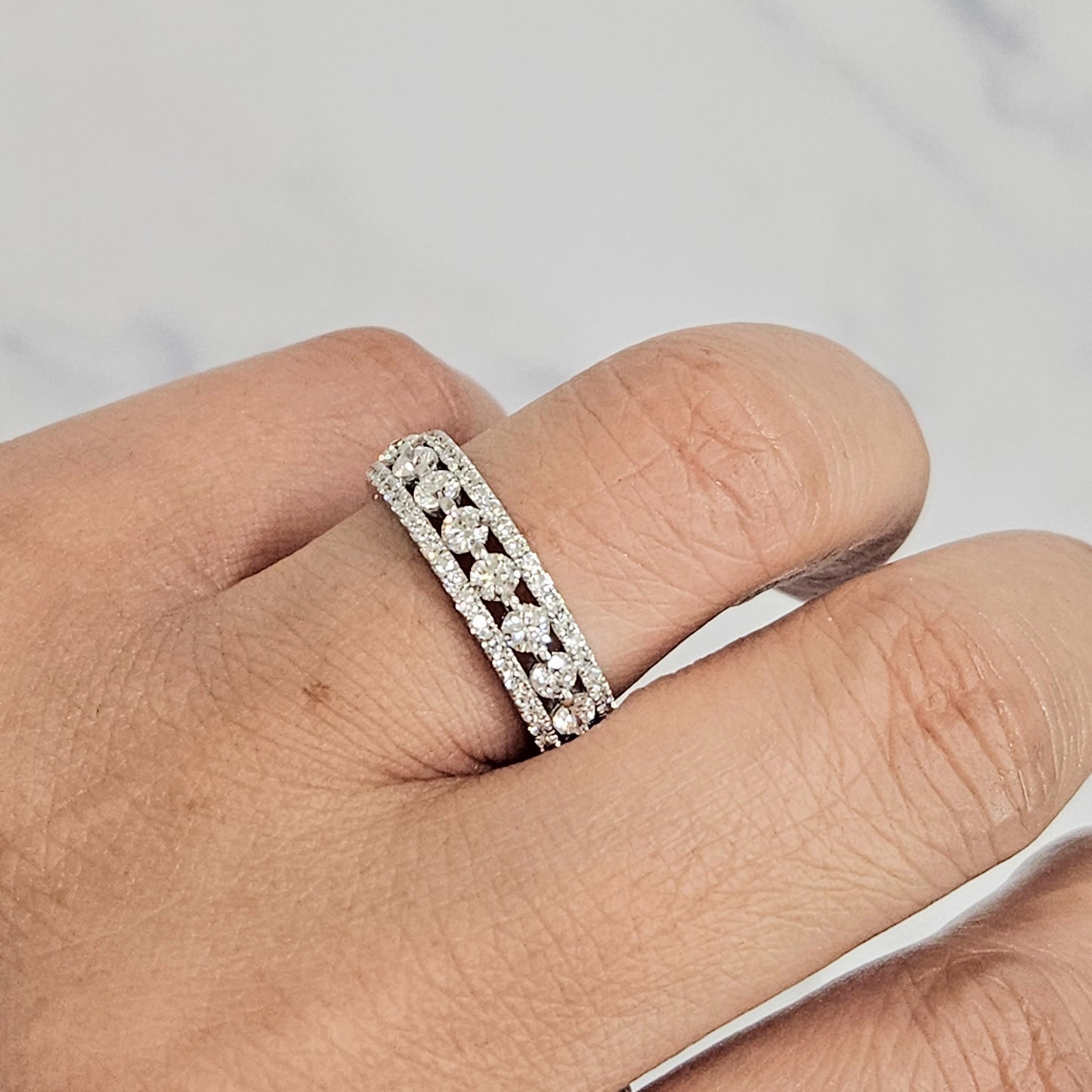 Stackable Natural Diamond Half Eternity Band/14K,18K gold, Platinum Wedding Band/Unique Ring/Anniversary Gift/Gift for her