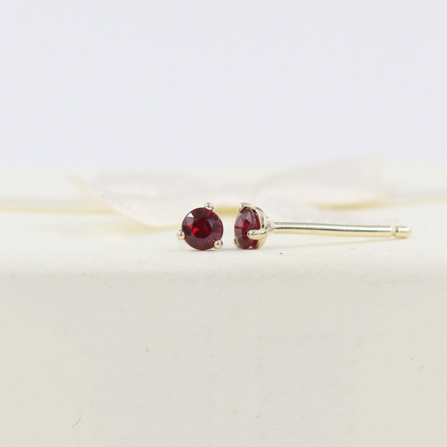 Natural Ruby Stud Earrings/Three Prong Set Round Ruby 0.1ct Stud Earrings/Single or Pair Ruby Stud Earrings/Gifts for her/Anniversary gift