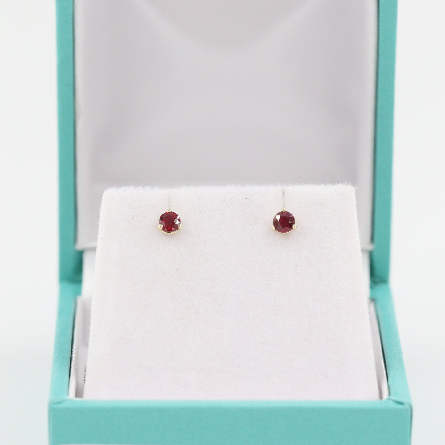 Natural Ruby Stud Earrings/Three Prong Set Round Ruby 0.1ct Stud Earrings/Single or Pair Ruby Stud Earrings/Gifts for her/Anniversary gift