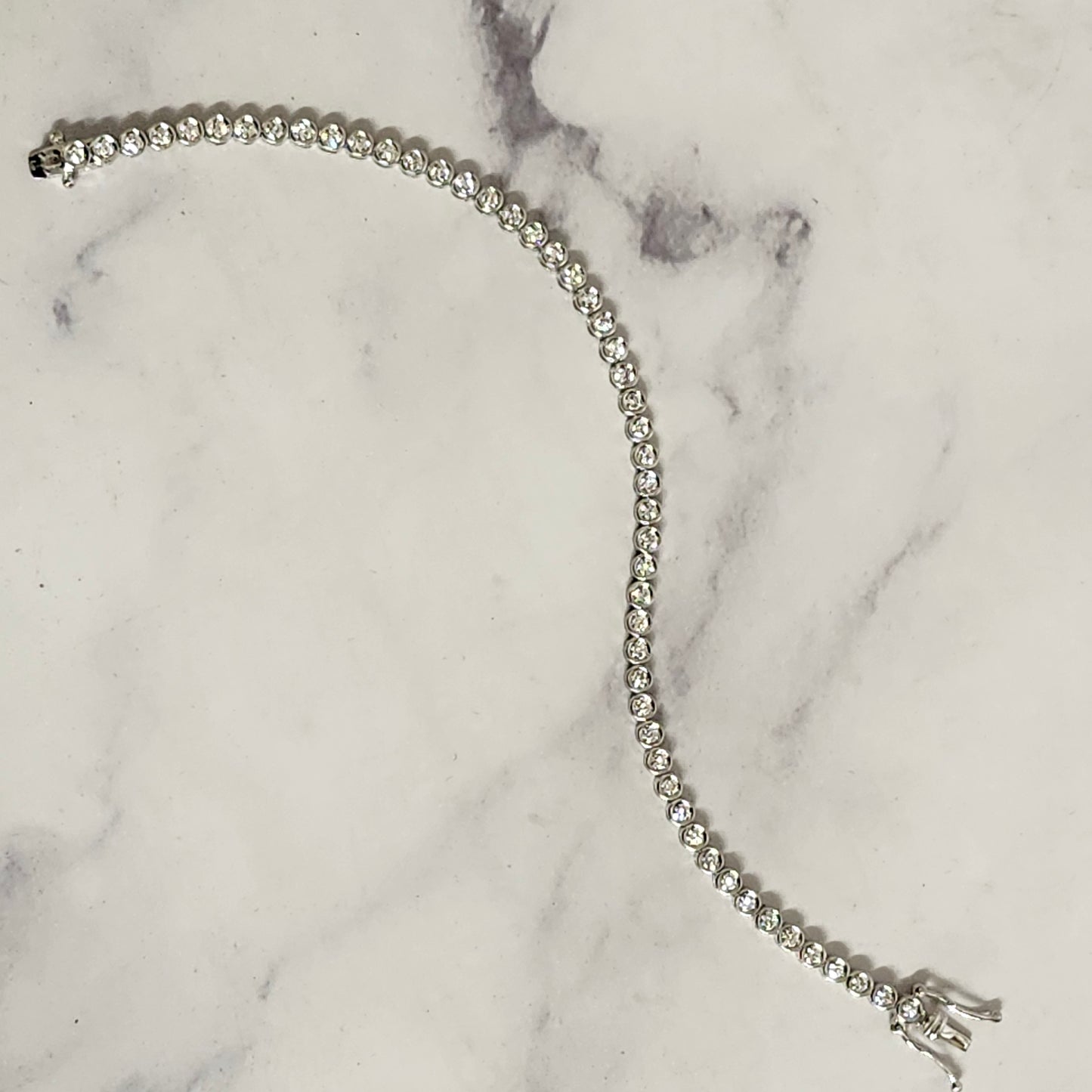 Round Diamond Tennis Bracelet/ Natural Diamond Bezel Setting Tennis Bracelet/ Diamond Tennis Bracelet/Anniversary gift