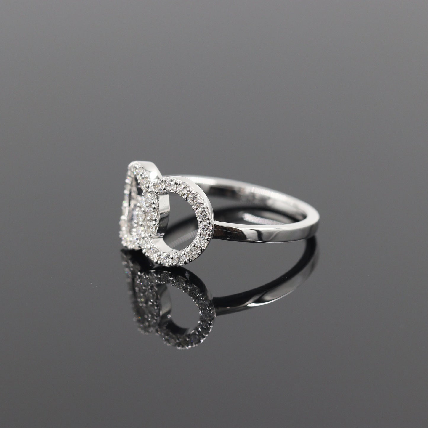 Natural Diamond Double Open Circle Ring/Simple Diamond Gold Ring/Promise Proposal Ring / 14K gold Double O ring/Stacking ring/Matching band