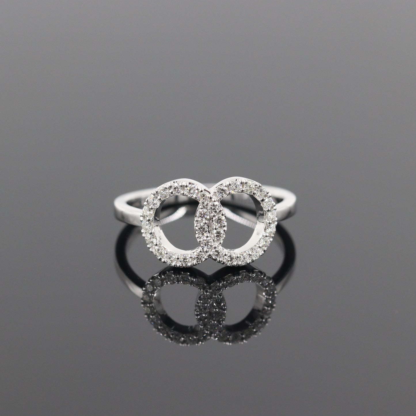 Natural Diamond Double Open Circle Ring/Simple Diamond Gold Ring/Promise Proposal Ring / 14K gold Double O ring/Stacking ring/Matching band