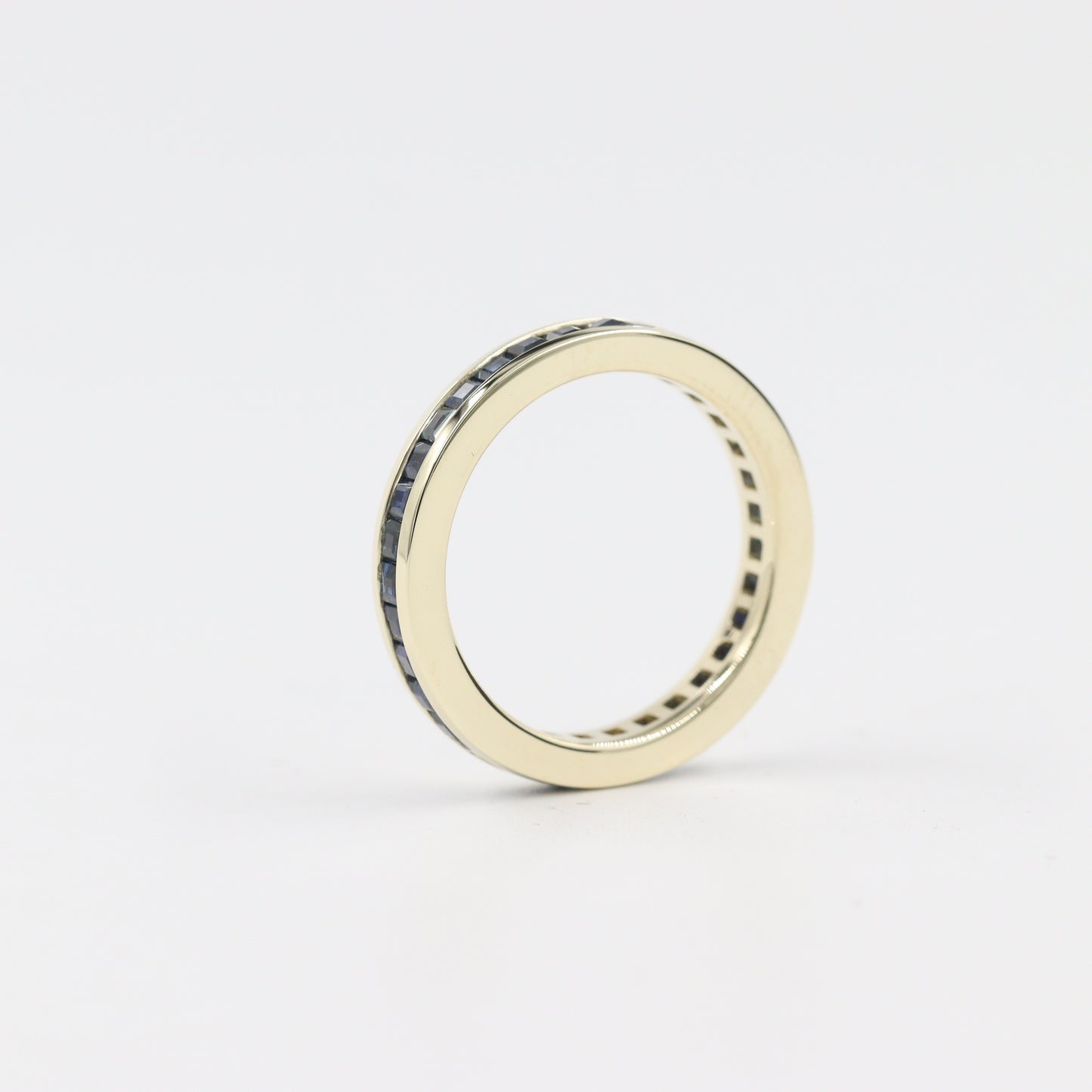 Natural blue sapphire Band/Princess Cut blue sapphire Anniversary Ring in 14k Gold / Full Eternity sapphire Ring /Stackable Band