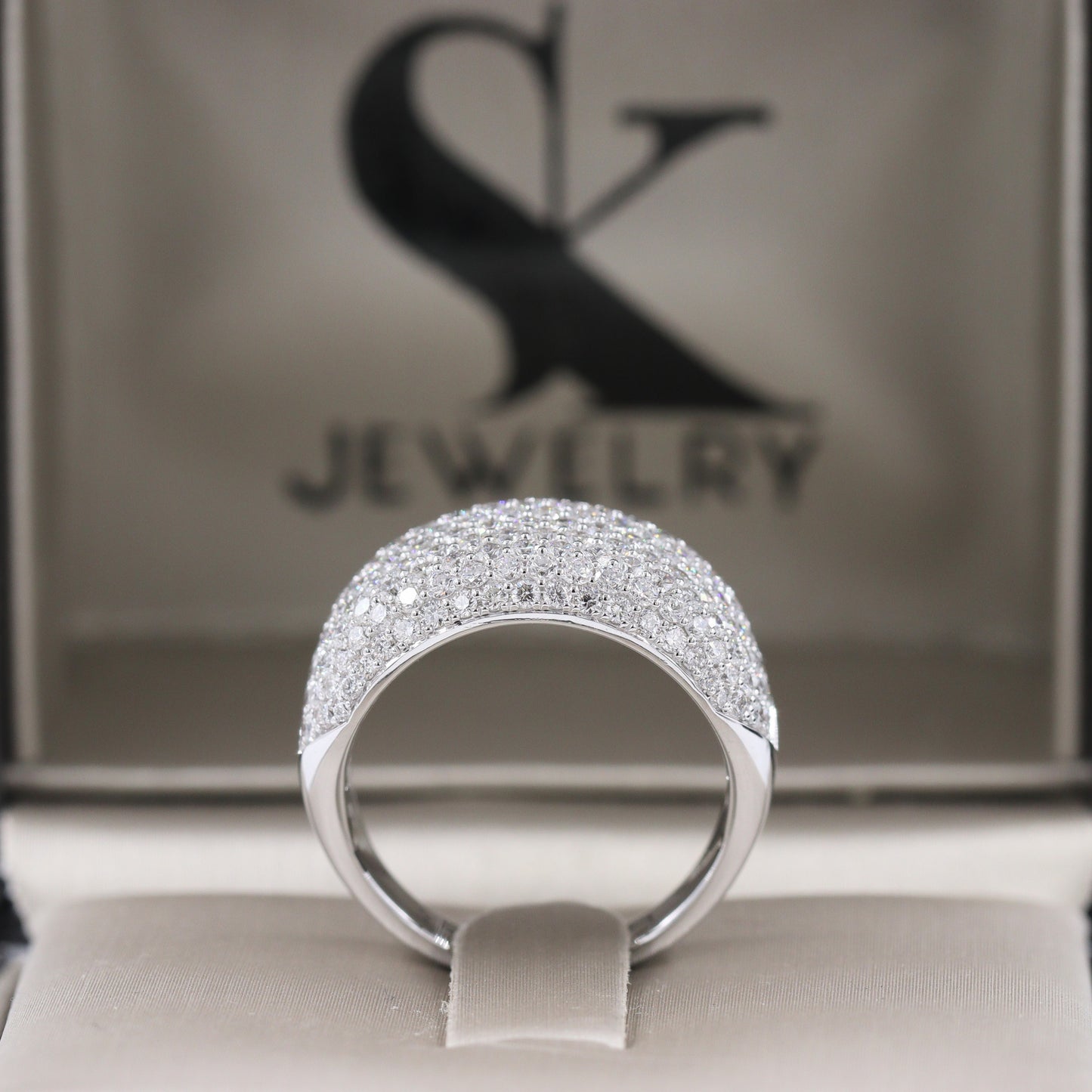 Lab Grown Diamond Nine Row Wide Dome Ring/Diamond Wide Dome Ring/Platinum,14K,18K Gold Diamond Ring/11mm Width Diamond Ring/Anniversary Gift