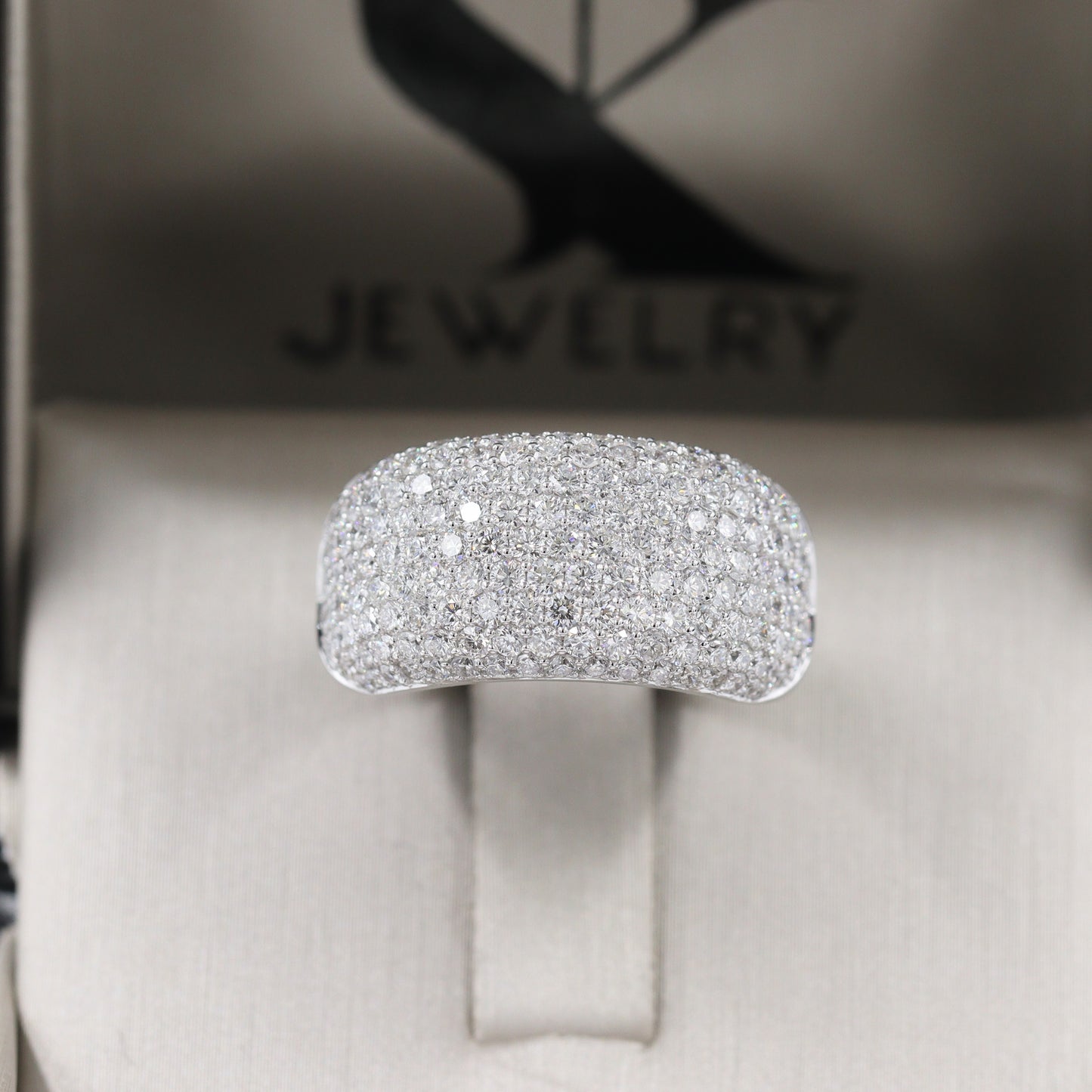 Lab Grown Diamond Nine Row Wide Dome Ring/Diamond Wide Dome Ring/Platinum,14K,18K Gold Diamond Ring/11mm Width Diamond Ring/Anniversary Gift