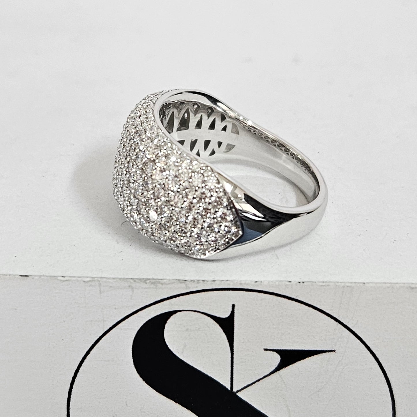 Lab Grown Diamond Nine Row Wide Dome Ring/Diamond Wide Dome Ring/Platinum,14K,18K Gold Diamond Ring/11mm Width Diamond Ring/Anniversary Gift