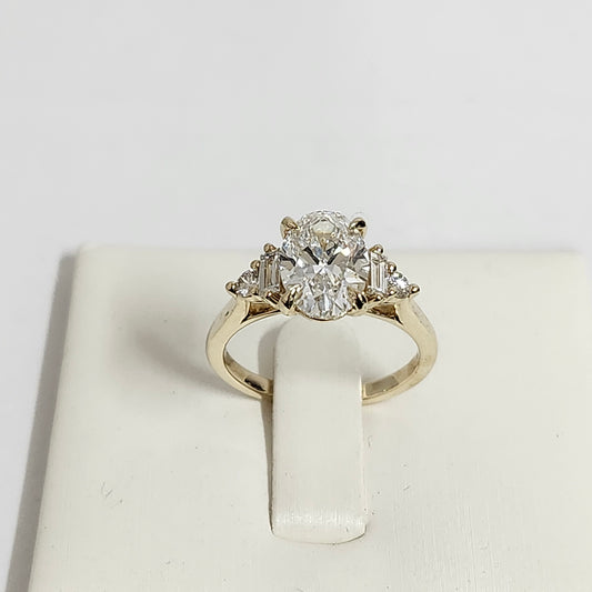 Oval Lab Diamond Engagement Ring - 14k Gold Engagement Ring - Anniversary gift