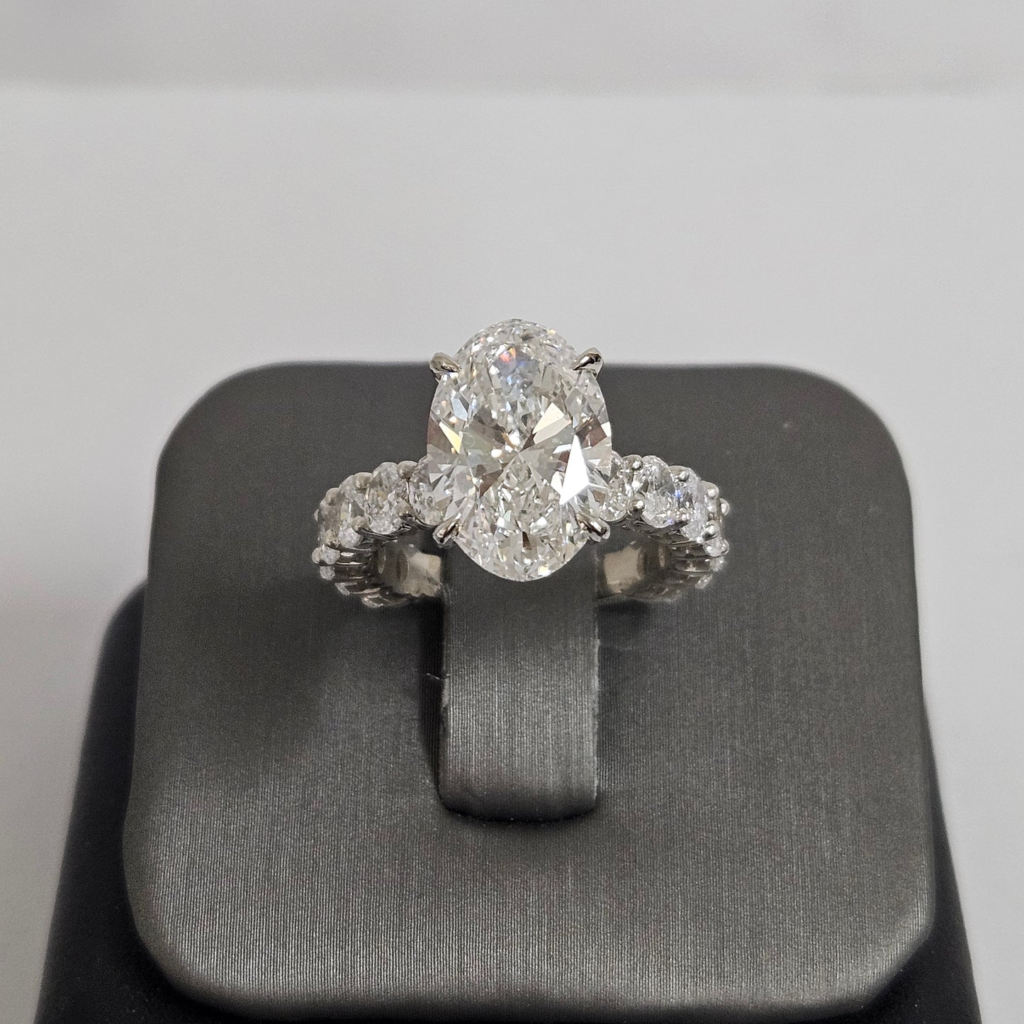 Oval Diamond Engagement Stackable Ring /Lab Diamond Hidden Halo Band Center 4.7ct IGI Certified Ring/Anniversary gift