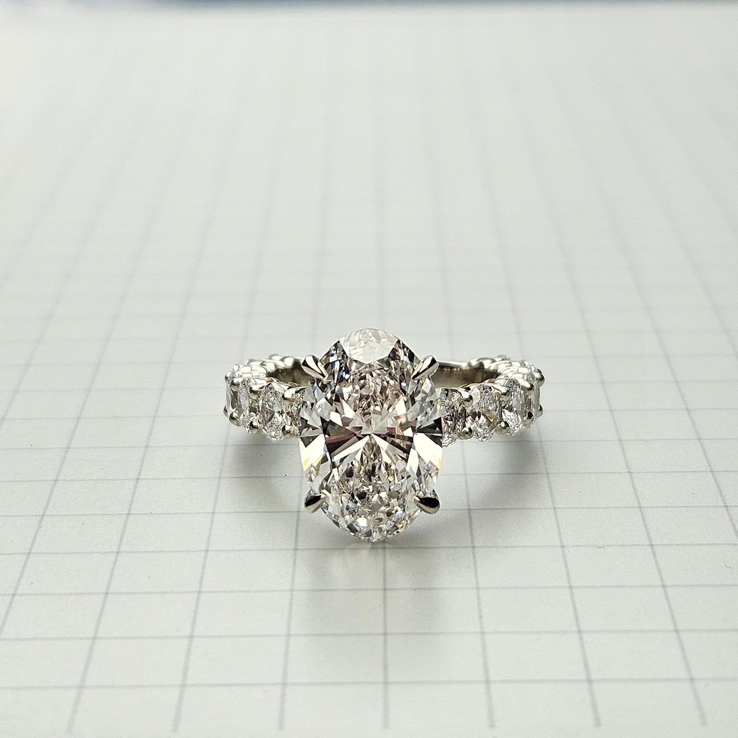 Oval Diamond Engagement Stackable Ring /Lab Diamond Hidden Halo Band Center 4.7ct IGI Certified Ring/Anniversary gift