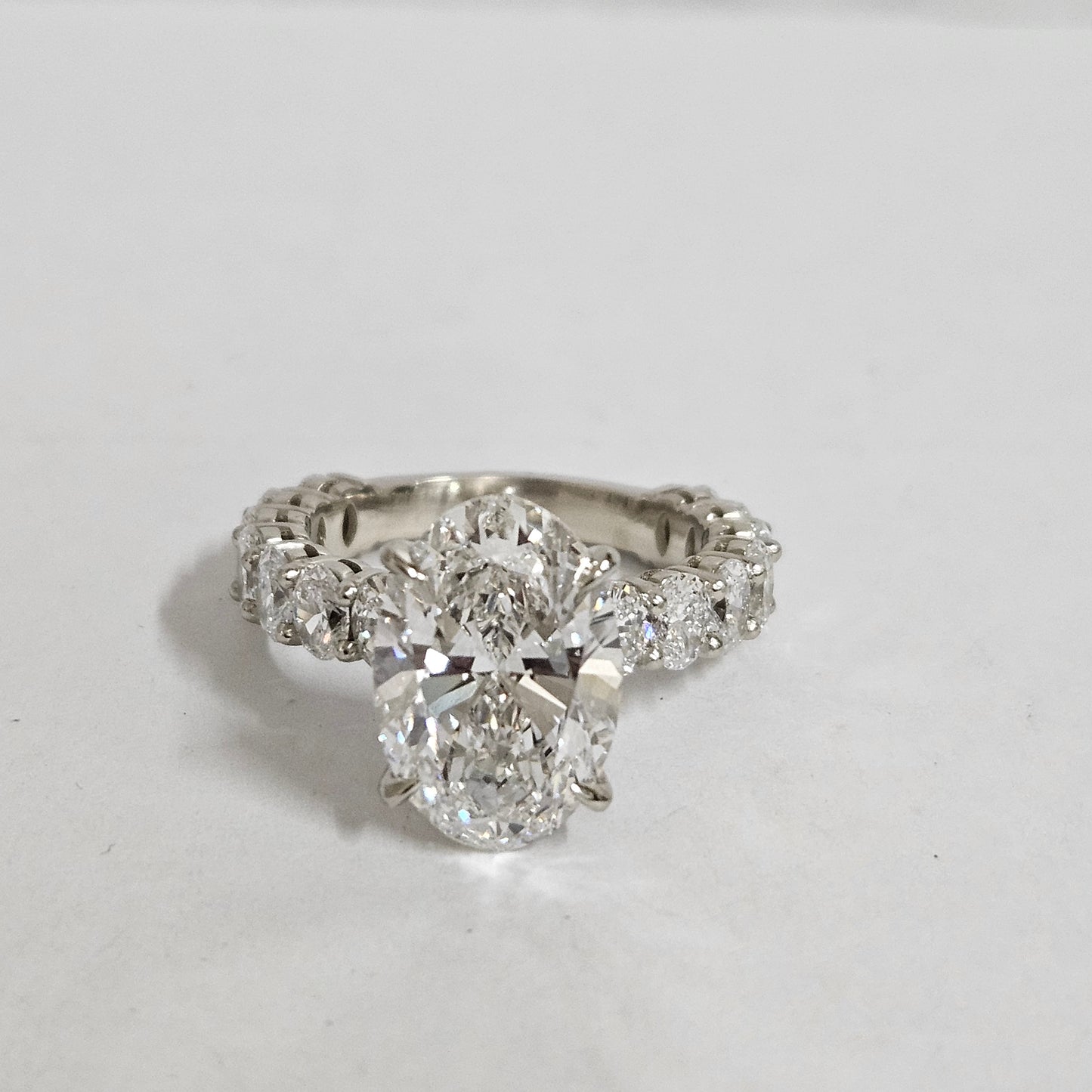 Oval Diamond Engagement Stackable Ring /Lab Diamond Hidden Halo Band Center 4.7ct IGI Certified Ring/Anniversary gift