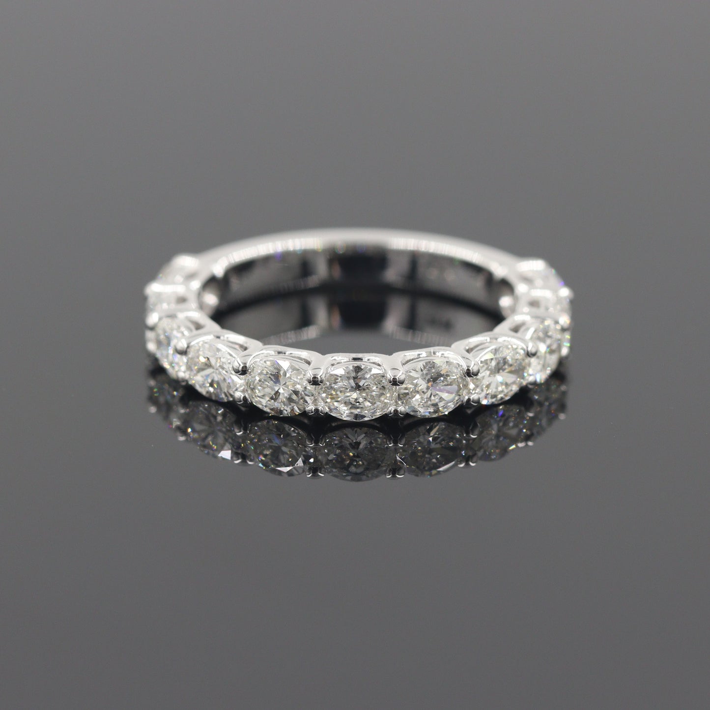 Oval Natural Diamond Half Eternity Band/Platinum,14K,18K gold 3/4 Eternity Diamond Wedding Ring/Stackable Oval Diamond Band/Anniversary gift